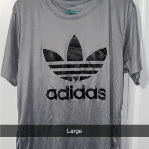 Adidas Silver Tee with Black Trefoil